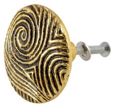 Round Wave Shape Antique Golden Aluminium Cabinet Knob